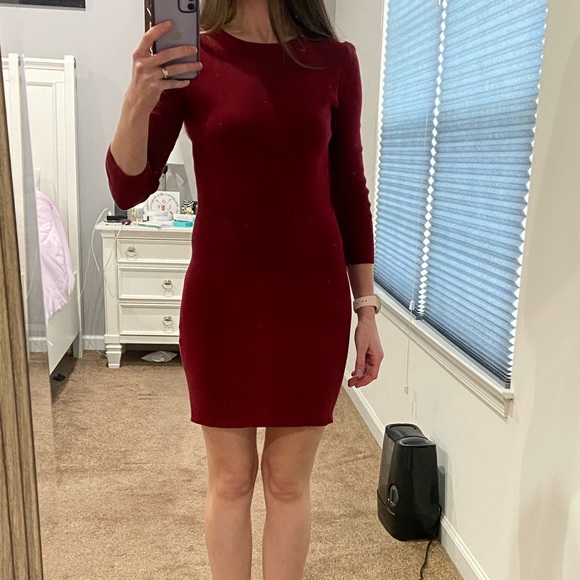 burgundy sweater dress forever 21 Grace and Lace Faux Wrap Cabernet Sweater Dress - Cabernet / XL | Sweater Dress